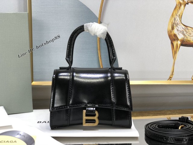 Balenciaga專櫃爆款升級版黑色平紋漏包 巴黎世家mini Hourglass沙漏包 fyj1109